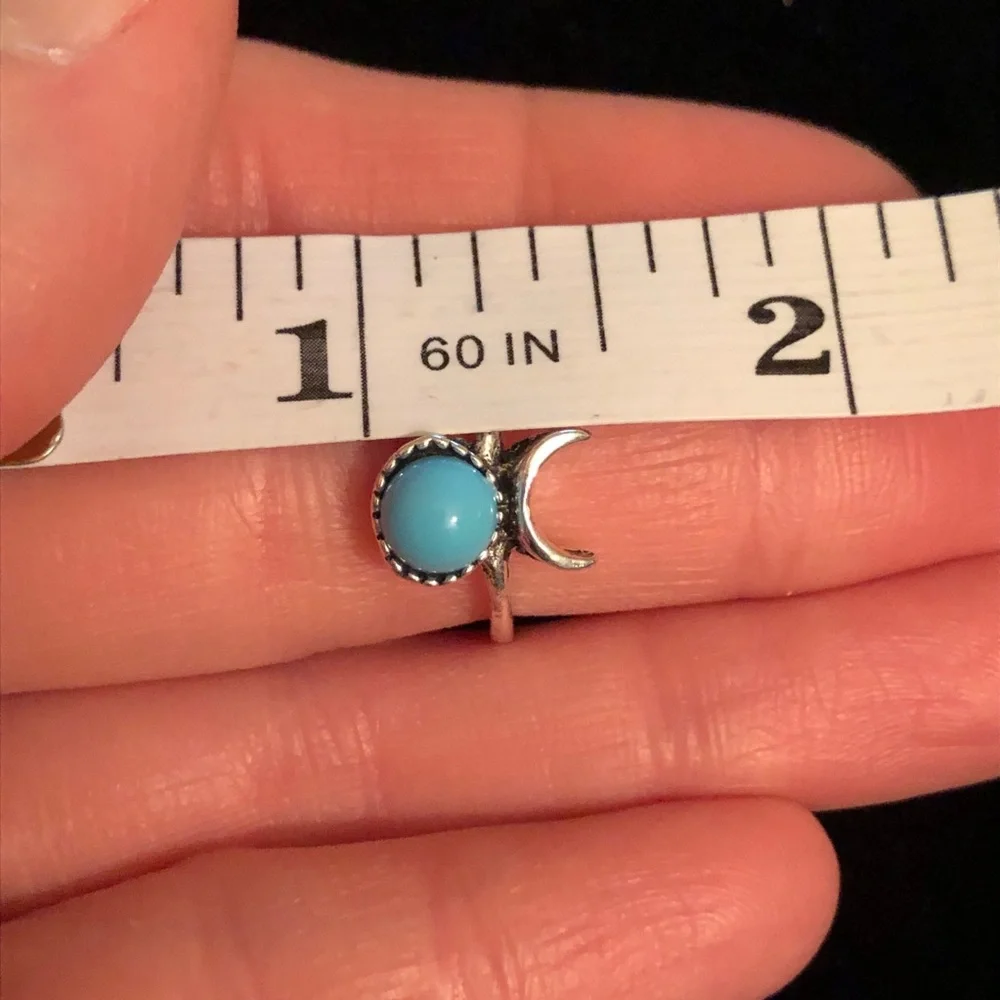 Silver and Blue Crescent Ring